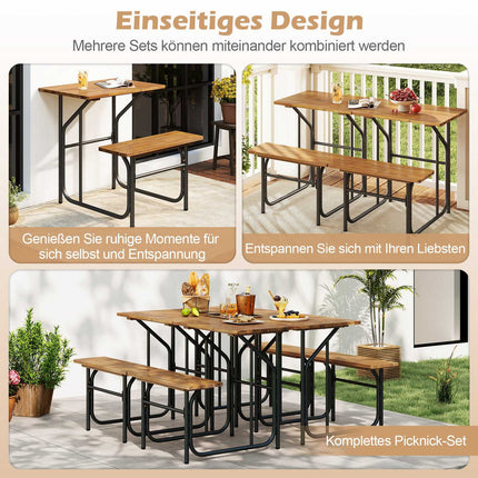 Set de masă pentru balcon exterior cu lemn de salcâm și metal