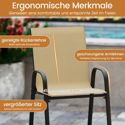 Set scaune de bar pentru exterior, spătar înalt și cotiere, capacitate 150 kg