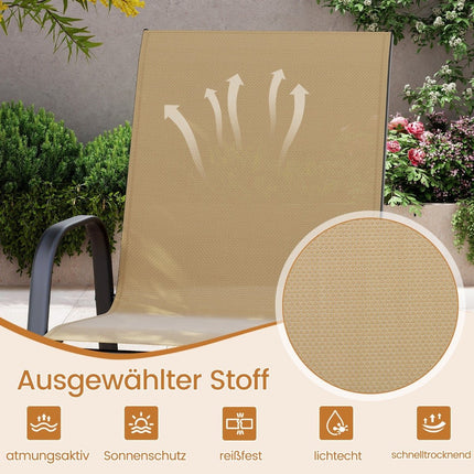 Set scaune de bar pentru exterior, spătar înalt și cotiere, capacitate 150 kg
