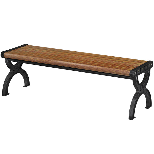 Bancă de exterior, metal și fibră de sticlă, capacitate 240 kg, aspect lemn
