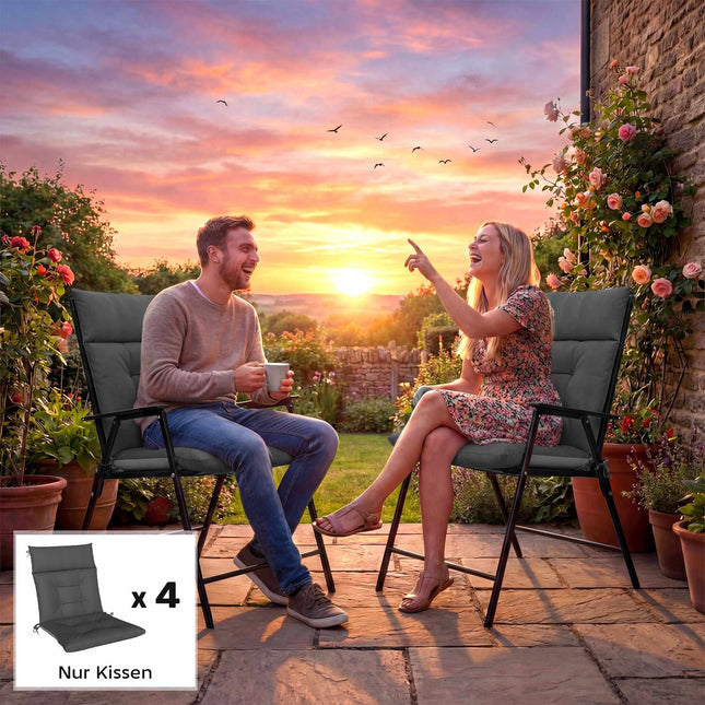 Set de perne pentru scaune de exterior, hidrofuge, antiderapante, gri închis
