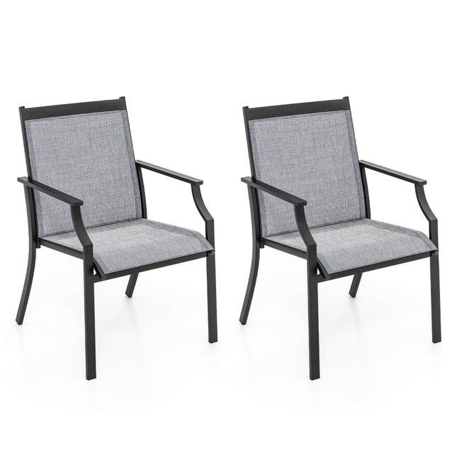 Set scaune de exterior, material respirabil, cadru metalic, gri