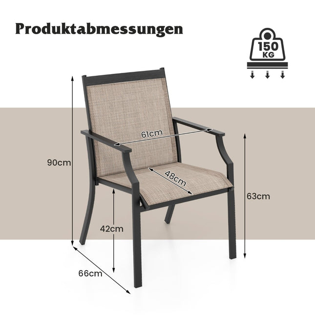 Set de 2 scaune de exterior, material respirabil, cadru metalic