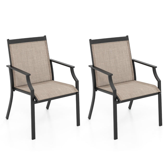 Set de 2 scaune de exterior, material respirabil, cadru metalic