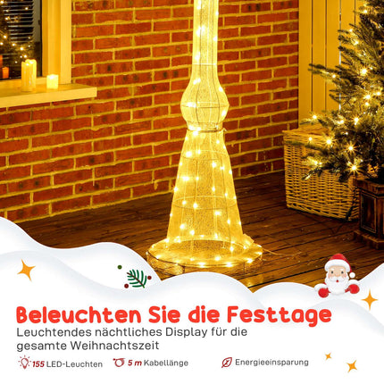 Stâlp de Crăciun pentru exterior, 215 cm, 155 LED-uri, impermeabil