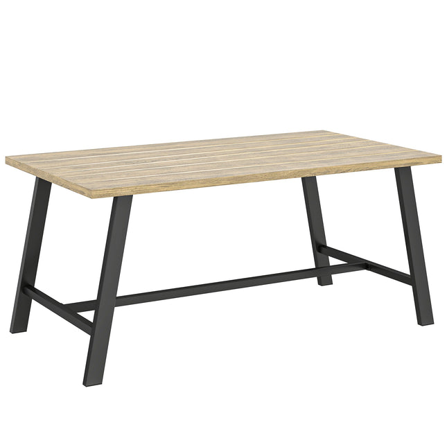 Masă de cafea pentru exterior, blat cu aspect de lemn, 100x55 cm, rezistentă la intemperii