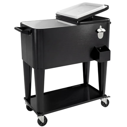Cărucior frigorific pentru exterior, capacitate 76L, negru, cu roți