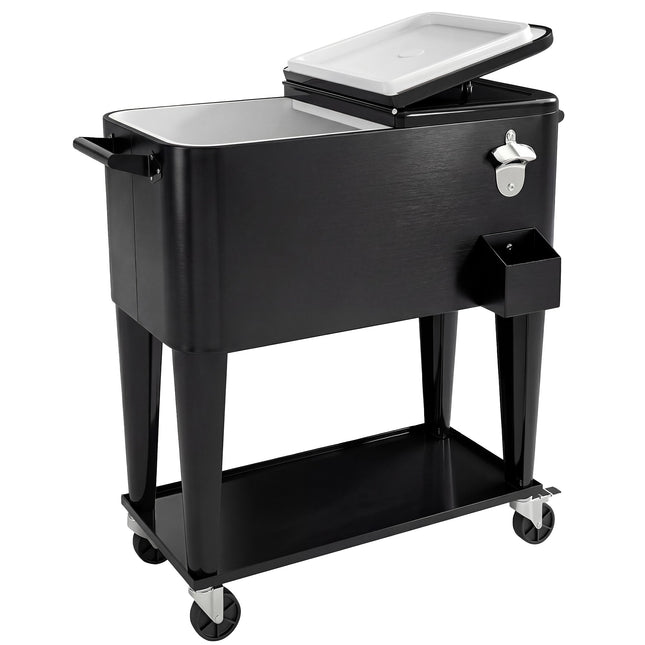 Cărucior frigorific pentru exterior, capacitate 76L, negru, cu roți