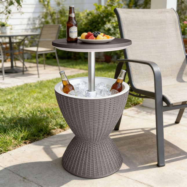 Masă laterală răcitoare pentru exterior, cutie frigorifică de 30 l, blat reglabil
