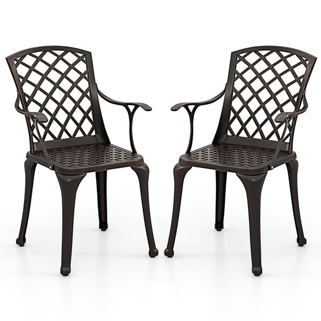 Set de scaune de bucătărie pentru exterior, aluminiu turnat, roșu-cupru, pachet de 2