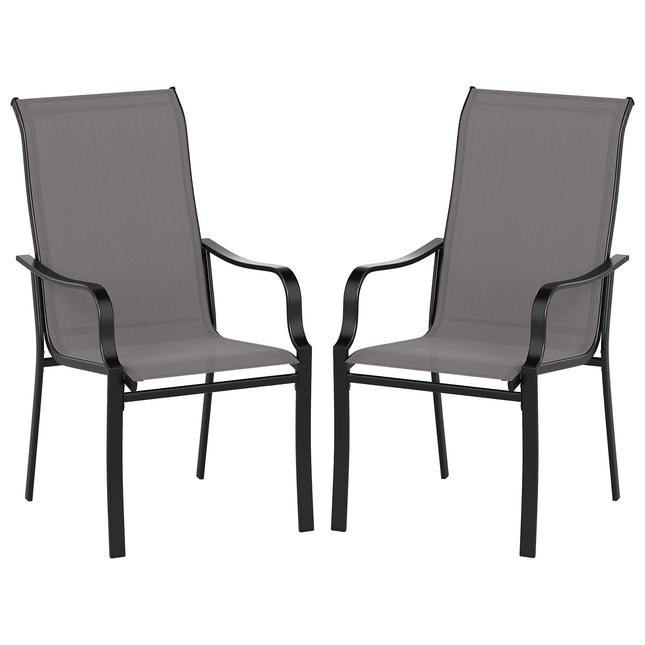 Set scaune de exterior, spătar înalt, capacitate 150 kg, gri