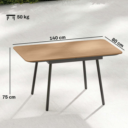 Masă de exterior 140x80 cm, 6 locuri, blat WPC din lemn de tec