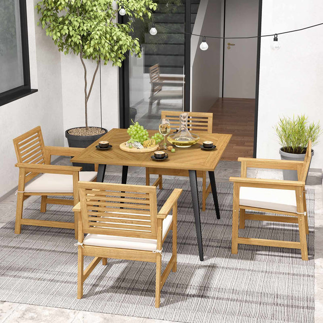 Masă de exterior, lemn de salcâm, pentru 4 persoane, 4,8 cm diametru
