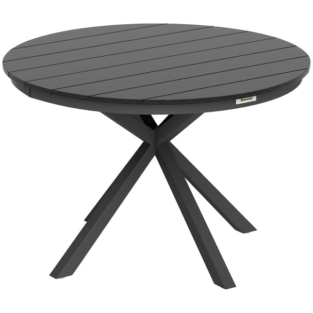 Masă de exterior pentru 6 persoane, cadru din aluminiu, negru