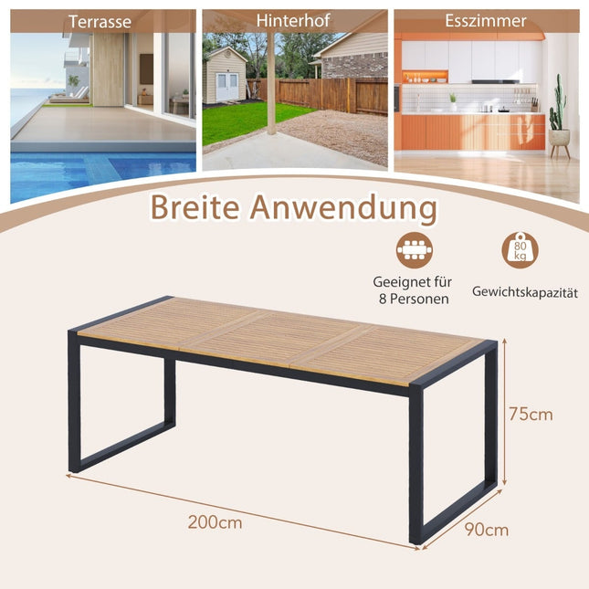 Masă de exterior pentru 8 persoane, lemn de salcâm, orificiu pentru umbrelă