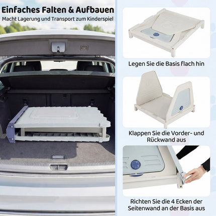 Cușcă pentru câini în aer liber, ferestre ventilate, pliabilă, albastră