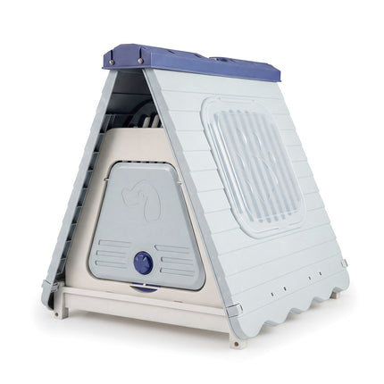 Cușcă pentru câini în aer liber, ferestre ventilate, pliabilă, albastră