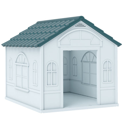 Cușcă pentru câini de exterior, plastic rezistent la intemperii, 65 x 75,7 x 63 cm, albastră