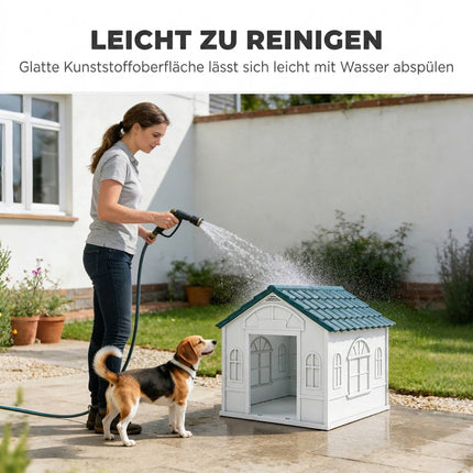 Cușcă pentru câini de exterior, plastic rezistent la intemperii, 65 x 75,7 x 63 cm, albastră