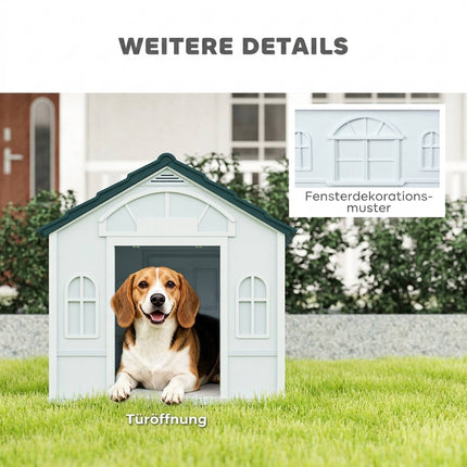 Cușcă pentru câini de exterior, plastic rezistent la intemperii, 65 x 75,7 x 63 cm, albastră