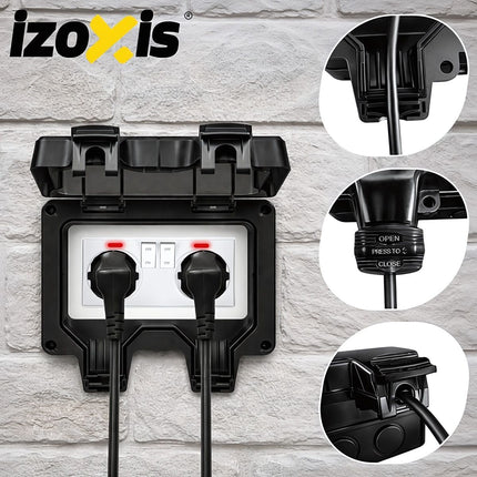 Outdoor Double Socket IP66 with Lockable Cover, 230 V, 3680 W, 16 A