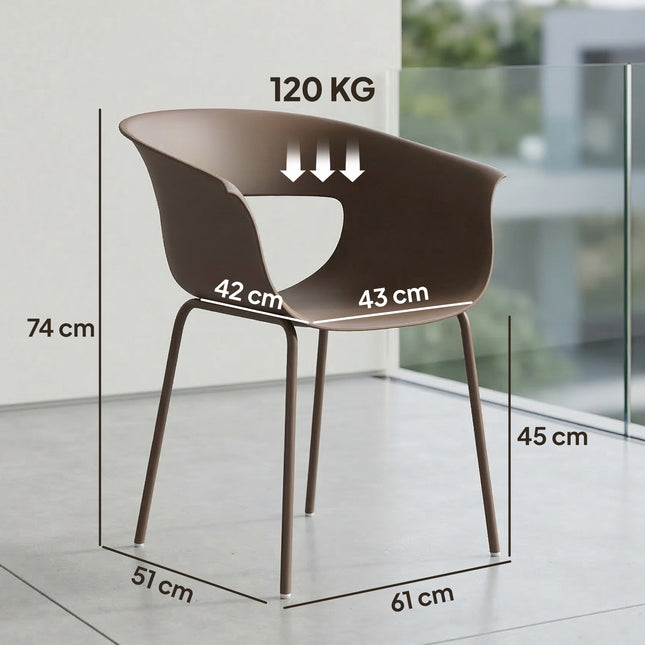 Set de 4 scaune ergonomice de grădină pentru exterior, rezistente la intemperii, culoare cafea