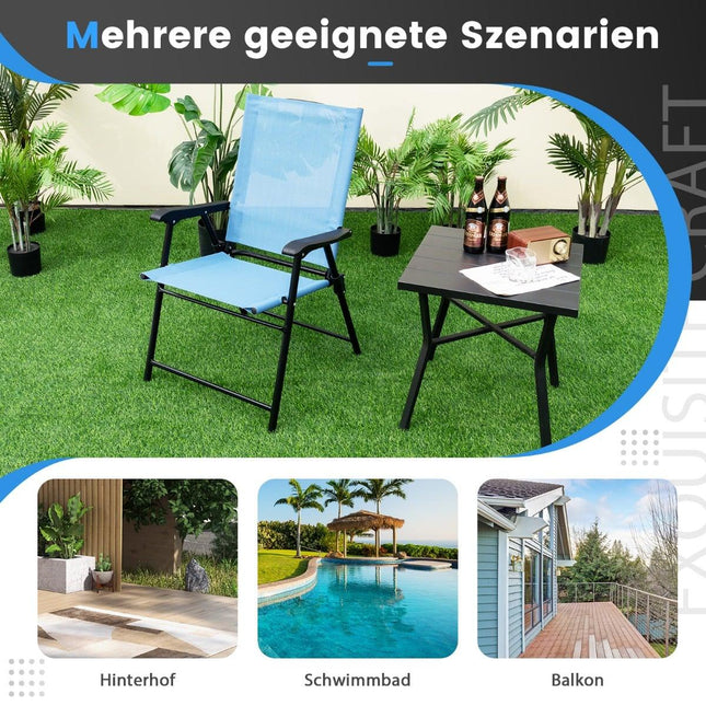 Set de 2 scaune pliabile de exterior, albastre, 65x60x93 cm