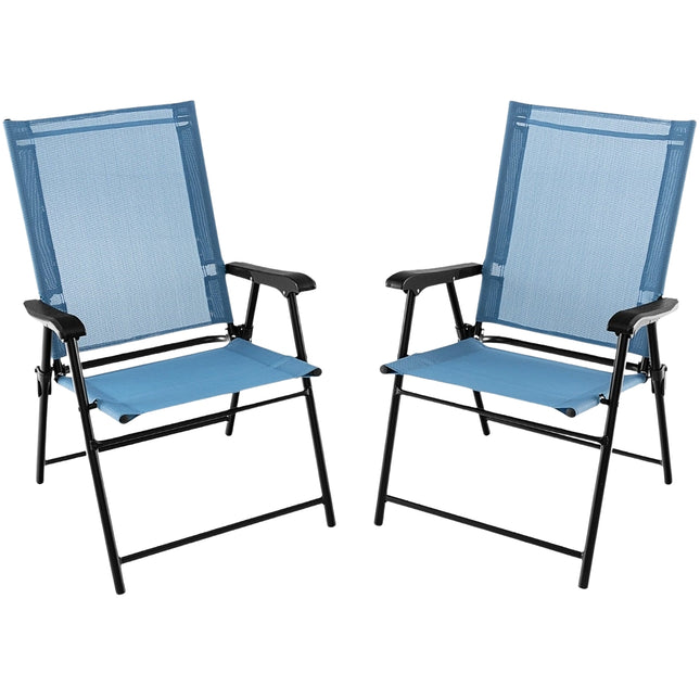 Set de 2 scaune pliabile de exterior, albastre, 65x60x93 cm