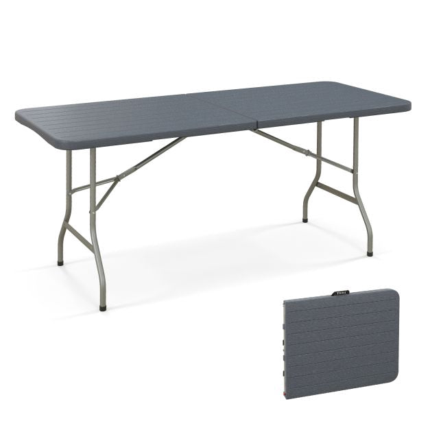Masă pliabilă de exterior 180 x 74 cm, blat HDPE, picioare metalice