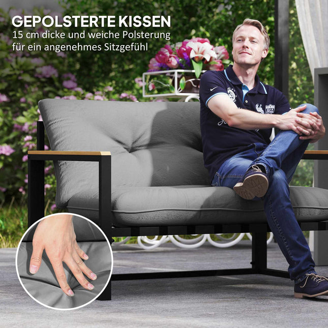 Set de mobilier de exterior pentru 4 persoane, rezistent la intemperii, gri deschis