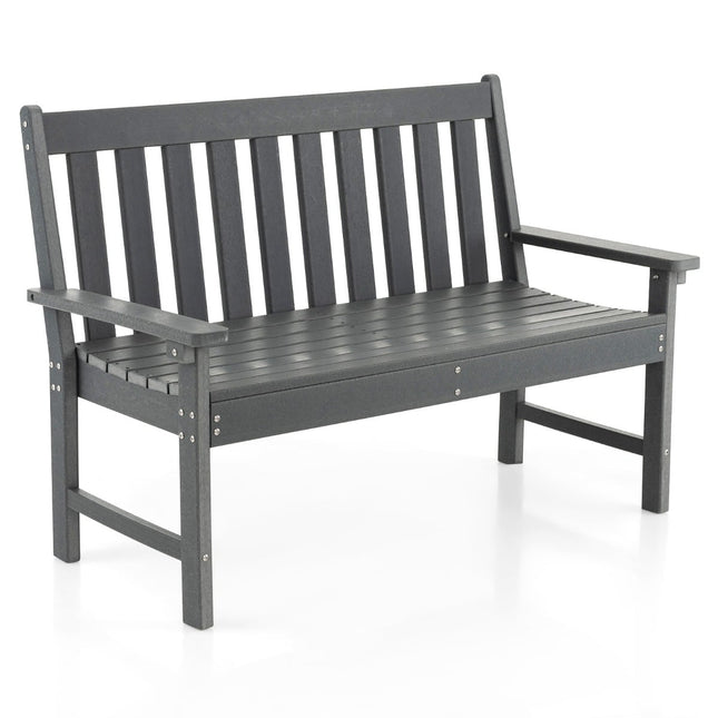 Bancă de grădină pentru exterior, HDPE, 132 cm, rezistentă la intemperii, gri