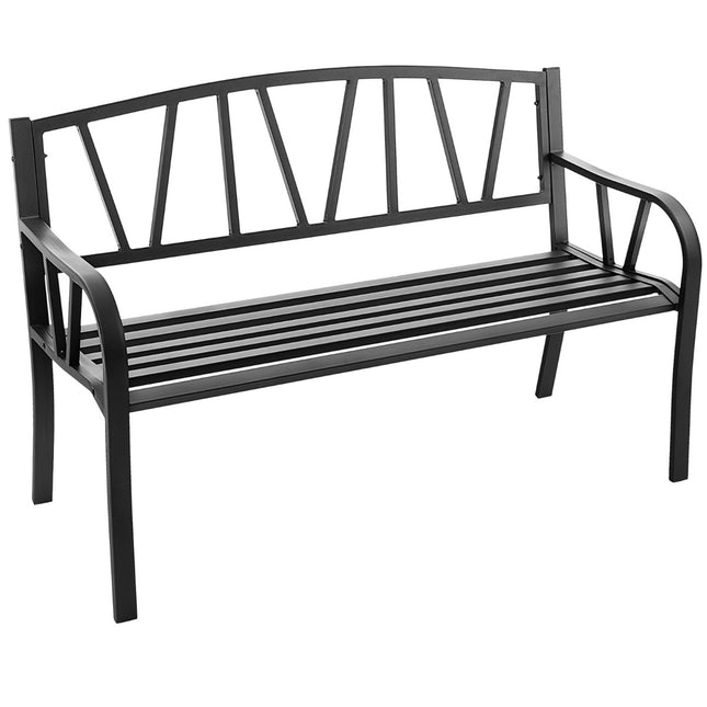 Bancă de grădină pentru exterior, metal rezistent la rugină, 280 kg, neagră