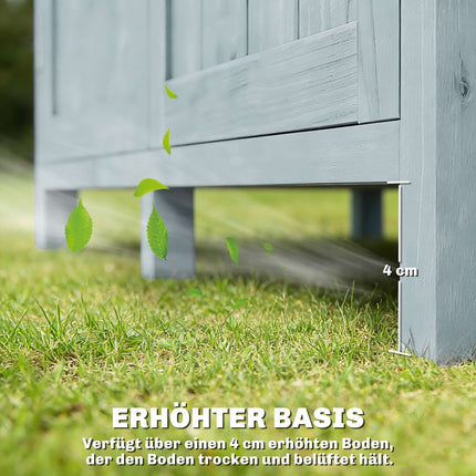 Outdoor Garden Cabinet with Shelves and Hooks, Grey Wood