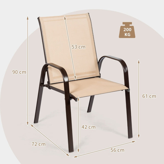 Set de 2 scaune de grădină pentru exterior, bej, cadru metalic