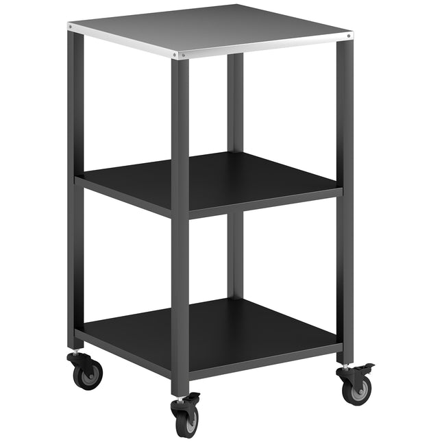 Cărucior pentru grătar exterior, oțel inoxidabil cu 3 niveluri, mobil 50x50x90 cm