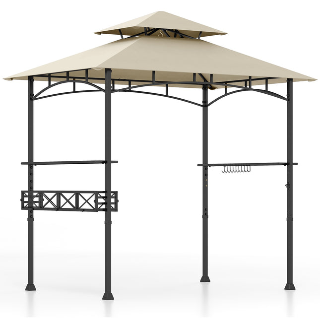 Foișor cu grătar de exterior, 2,4 x 1,5 m, cu două niveluri, rafturi, cârlige