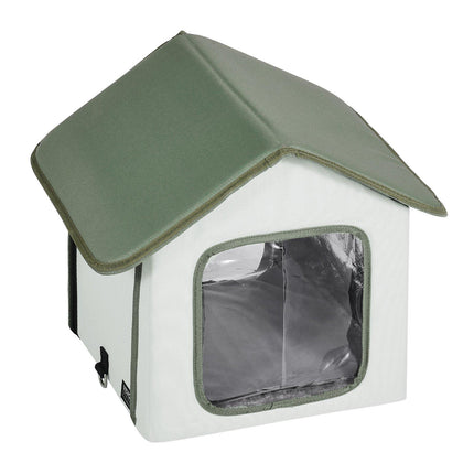 Outdoor Heated Cat House with Timer, Elevated, Small