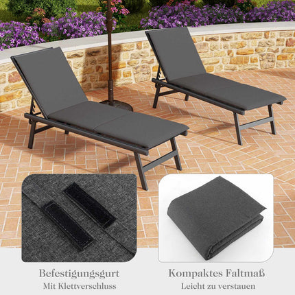 Set de perne pentru șezlonguri de exterior, gri închis, 182 x 59 cm