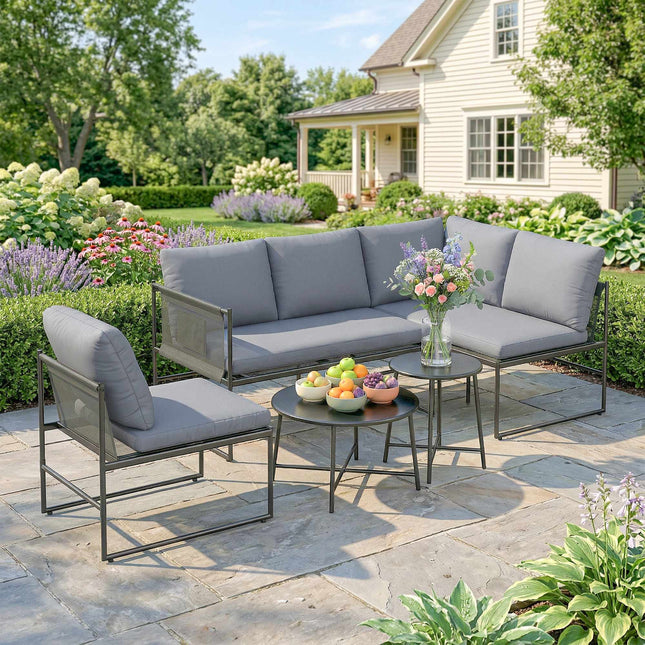 Set de lounge exterior pentru 4-5 persoane cu canapea și masă