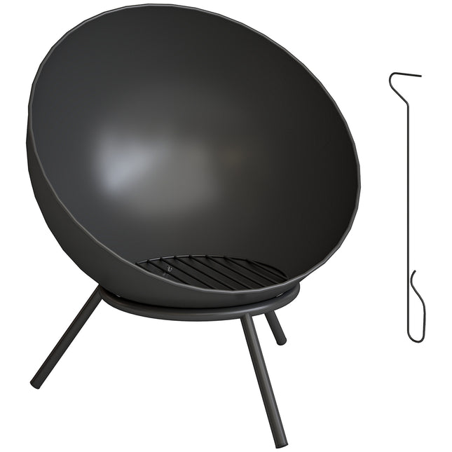 Focar metalic pentru exterior, 60 cm, negru, asamblare ușoară