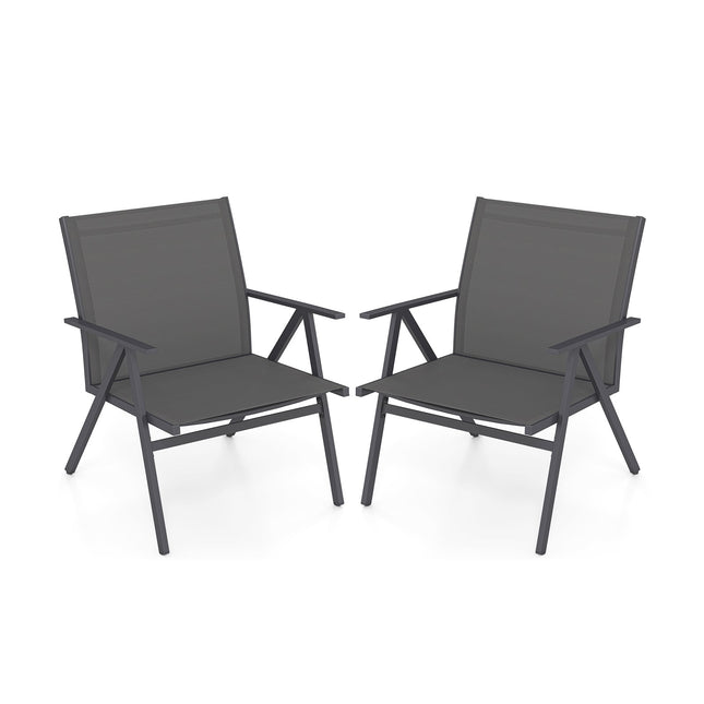 Scaune de grădină metalice pentru exterior, material respirabil, set de 2