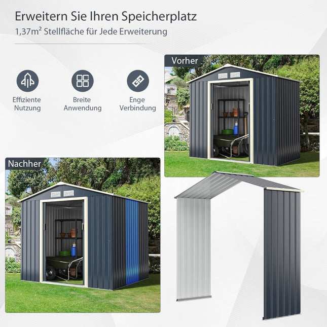 Extensie metalică pentru șopron exterior, 213x162x64 cm, gri