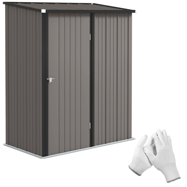Șopron metalic pentru exterior, ușă cu încuietoare, 161,5 x 94,5 x 196 cm