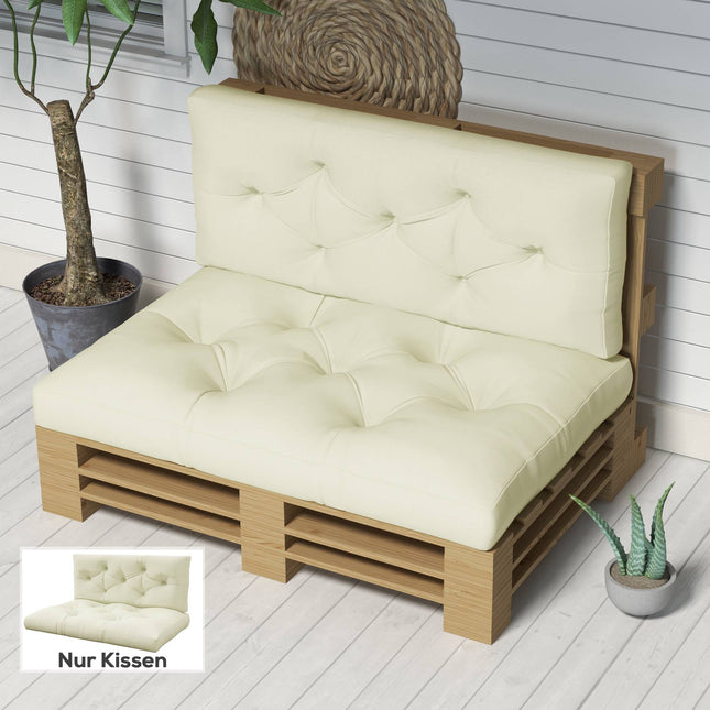 Set de perne de exterior din paleți, 2 piese, 120x80 cm, crem