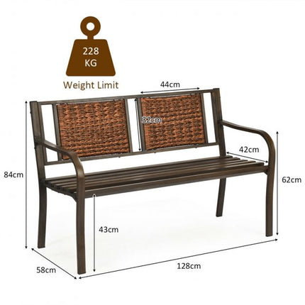 Bancă de terasă pentru exterior – Rattan PE, cadru din oțel, 225 kg