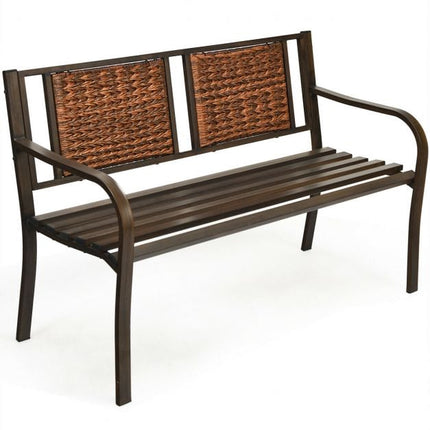 Bancă de terasă pentru exterior – Rattan PE, cadru din oțel, 225 kg