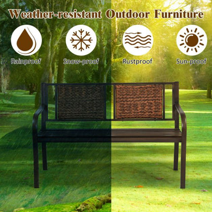 Bancă de terasă pentru exterior – Rattan PE, cadru din oțel, 225 kg