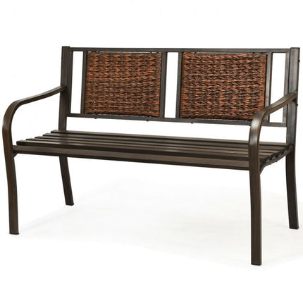 Bancă de terasă pentru exterior – Rattan PE, cadru din oțel, 225 kg