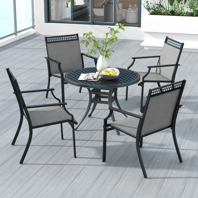 Set de scaune de terasă pentru exterior, material textil cu uscare rapidă și cadru metalic