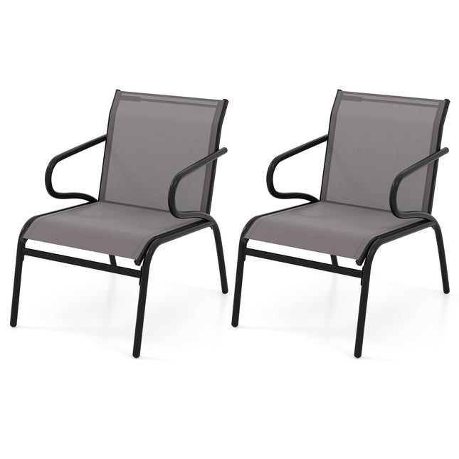 Set de 2 scaune de terasă pentru exterior, material respirabil, capacitate 150 kg